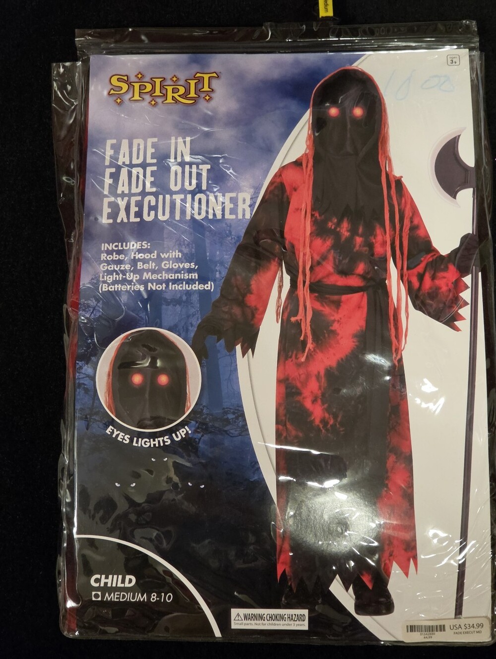 Spirit Fade In Fade Out Executioner Child Costume M 8-10 Complete Light-Up Eyes